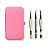Kit Estojo de Pinças Utensílios Com Trava Rosa + 3 Pinças Aço Inox Sobrancelha Dourado Reta Chanfrada Fina Profissional - Imagem 1
