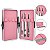 Kit Estojo Case Forrado Rosa Com Trava Porta Utensílios + 3 Pinça Aço Inox Prateada Design Sobrancelha Fina Reta Chanfrada - Imagem 4