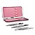 Kit Estojo Case Forrado Rosa Com Trava Porta Utensílios + 3 Pinça Aço Inox Prateada Design Sobrancelha Fina Reta Chanfrada - Imagem 3