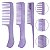 Kit 3 Tamanhos de Pente Roxo Plástico para Cabelos Penteados - Imagem 1