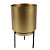CACHEPOT EM METAL DOURADO COM SUPORTE PRETO 13CM X 13CM X 22 - Imagem 1