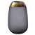 VASO DE VIDRO FUME E METAL DOURADO - Imagem 1