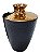 VASO MARTELADO PRETO E DOURADO 17X17X23CM - Imagem 1