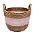 CESTO DE SEAGRASS ROSA  C/ ALÇA EM COURO SINTÉTICO KAYAPÓ - 35X35X26CM - Imagem 1