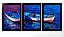 QUADRO DECORATIVO 3 PÇS PRETO BOAT 43X33X1CM - Imagem 1