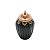 POTICHE DE VIDRO E ZAMAC BRISTOL PRETO E BRONZE 10x18cm - Imagem 1