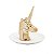 PRATO CORATIVO  CERÂMICA BRANCO C/UNICÓRNIO DOURADO 12x11 - Imagem 1
