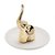 PRATO CORATIVO  CERÂMICA BRANCO C/ELEFANTE DOURADO 10x9,5 - Imagem 2