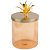 POTE DE VIDRO SALMAO COM TAMPA DOURADA 9,5CM X 9,5CM X 15CM - Imagem 1