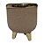 CACHEPOT DE CERAMICA MARROM COM BASE E DETALHES DOURADO - Imagem 1