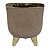 CACHEPOT DE CERAMICA MARROM COM BASE E DETALHES DOURADO - Imagem 1