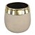 CACHEPOT DE CERAMICA BEGE E DOURADO 13CM X 13CM X 11,5CM - Imagem 1