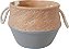 MINI VASO EM CERAMICA E CORDA BEGE E CINZA D14,5CM X 10,3CM - Imagem 1