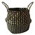 CESTO COM ALCAS EM RATTAN PRETO E BEGE D27CM X 23CM - Imagem 1