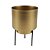 CACHEPOT EM METAL DOURADO COM SUPORTE PRETO 11,2 CM X 11,2CM - Imagem 1