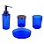 KIT BANHEIRO DE VIDRO AZUL 4 PCS GG 13 X 9 X 3CM G 7 X 7 X 9 - Imagem 1