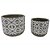 CONJ. DE CACHEPOTS EM CIMENTO COM DESENHOS EM BRANCO 2 PCS G - Imagem 1