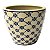 CACHEPOT DE CERAMICA BEGE E AZUL 14,5CM X 17CM - Imagem 1