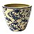CACHEPOT DE CERAMICA BEGE E AZUL 14,5CM X 17CM - Imagem 1