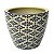 CACHEPOT DE CERAMICA BEGE E AZUL 14,5CM X 17CM - Imagem 1