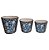 CJ. DE CACHEPOTS DE CERAMICA AZUL - 3 PCS - Imagem 1