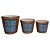 CJ. DE CACHEPOTS DE CERAMICA AZUL - 3 PCS - Imagem 1