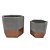 CONJ. DE CACHEPOTS SEXTAVADO EM CIMENTO CINZA E COBRE  2 PCS - Imagem 1