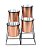 CACHEPOTS EM METAL COBRE E PRETO 24CM X 24CM X 28,4CM - Imagem 1
