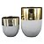 CJ DE CACHEPOT CINZA E DOURADO  2PCS G13,5CM X 13,5CM X 18CM - Imagem 1