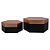 CONJ. DE CAIXAS SEXTAVADO DE MADEIRA PRETO E COBRE  2PCS G - Imagem 1