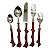 CJ. DE TALHERES - 5 PCS EM METAL E RESINA VERMELHO 1 COLHER - Imagem 1