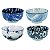 CJ DE BOWLS DE PORCELANA AZUL E BRANCO DECORATIVO  4 PCS 13, - Imagem 1