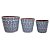 CONJ. DE CACHEPOTS DE CERAMICA ESTAMPADO AZUL E BRANCO COM D - Imagem 1