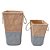 CONJ. DE VASOS EM CERAMICA E CORDA BEGE E CINZA  2 PCS G  15 - Imagem 1