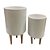 CONJ DE CACHEPOTS DE CERAMICA BRANCO E MARROM  2 PECAS - Imagem 1