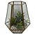 TERRAREO DE VIDRO E METAL DOURADO E FLORES DECORATIVAS - Imagem 1