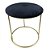 BANQUETA DE METAL DE VELUDO AZUL MARINHO E DOURADO - Imagem 1