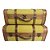 CJ  DE MALETAS DE MADEIRA E METAL MARROM E AMARELO  2PCS - Imagem 1
