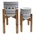 CJ. DE CACHEPOTS DE CERAMICA COM BASE DE MADEIRA - 2PS - Imagem 1