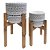 CJ. DE CACHEPOTS DE CERAMICA COM BASE DE MADEIRA - 2PS - Imagem 1
