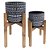 CJ. DE CACHEPOTS DE CERAMICA COM BASE DE MADEIRA - 2PS - Imagem 1