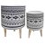 CJ. DE CACHEPOTS DE CERAMICA COM BASE DE MADEIRA - 2PS - Imagem 1