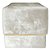 PUFF DE VELUDO OFF WHITE COM DETALHE DOURADO - Imagem 1