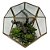 TERRAREO DE VIDRO E METAL DOURADO E FLORES DECORATIVAS - Imagem 1