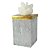 POTE COM TAMPA E PEDRA EM RESINA BRANCO E DOURADO 13CM X 13C - Imagem 1