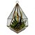 TERRAREO DE VIDRO E METAL DOURADO E FLORES DECORATIVAS - Imagem 1
