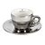 JOGO DE 12 PECAS PARA CAFE CHROMINNO EM NEW BONE CHINA 80ML COR PRATA E BRANCO - Imagem 1
