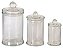 JG DE 3 POTES REDONDOS VIDRO LISO COM TAMPA 120/350/600ML - Imagem 1