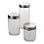 JG 3 PORTA MANTIMENTOS VIDRO LISO TAMPA PRATA 650ML/1L/1,25L - Imagem 1