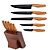 JG 5 FACAS HANZO WOOD ACO INOX LAMINA PRETA CABO CEPO MADEIR - Imagem 1